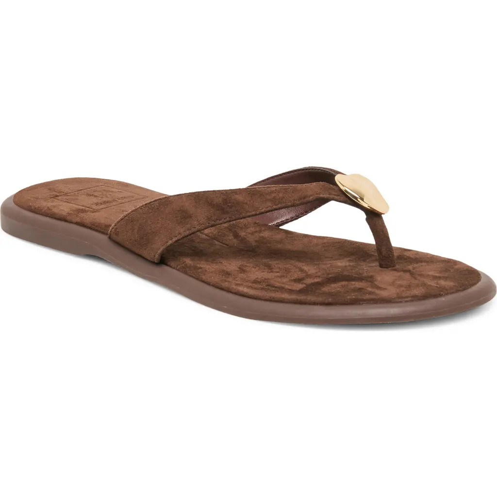 Dolce Vita Jaina Embellished Flip Flop in Dark Brown Nubuck at Nordstrom, Size 6 | Nordstrom