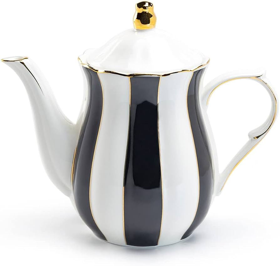 Amazon.com | Grace Teaware Black and White Scallop Fine Porcelain Teapot: Teapots | Amazon (US)