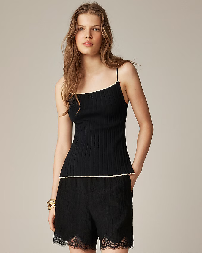 5" Stratus lace-trim short in textured satin | J. Crew US