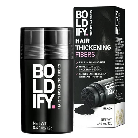BOLDIFY Hair Thickening Fibers, Fill In Fine and Thinning Hair, Black, 12g | Walmart (US)