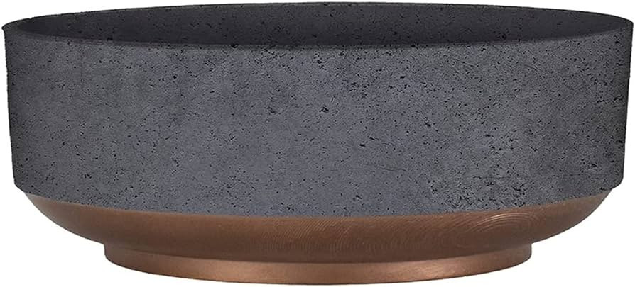 The HC Companies 8 Inch Round Plastic Succulent Capri Bowl 8"x8"x3" in Faux Concrete Color with C... | Amazon (US)