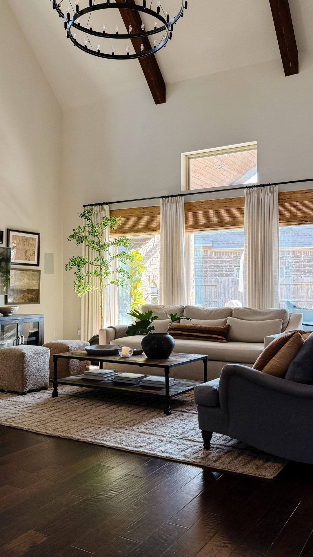 Neutral living room with ivory slipcovered sofa, grey armchairs, bamboo blinds, and custom linen drapes

Use code CRAZYWONDERFUL for 24% off the drapes

Ottoman cubes are a DIY you can find on my blog (www.crazy-wonderful.com)



#LTKHome