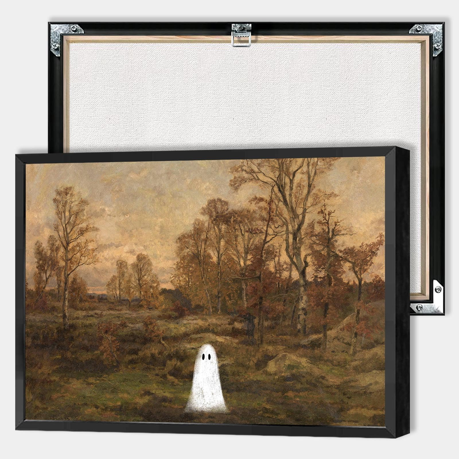 Htdsks Cute In Haunted Forest Poster Farmhouse Halloween Canvas Wall Art Cute Ghosts In Vintage L... | Amazon (US)