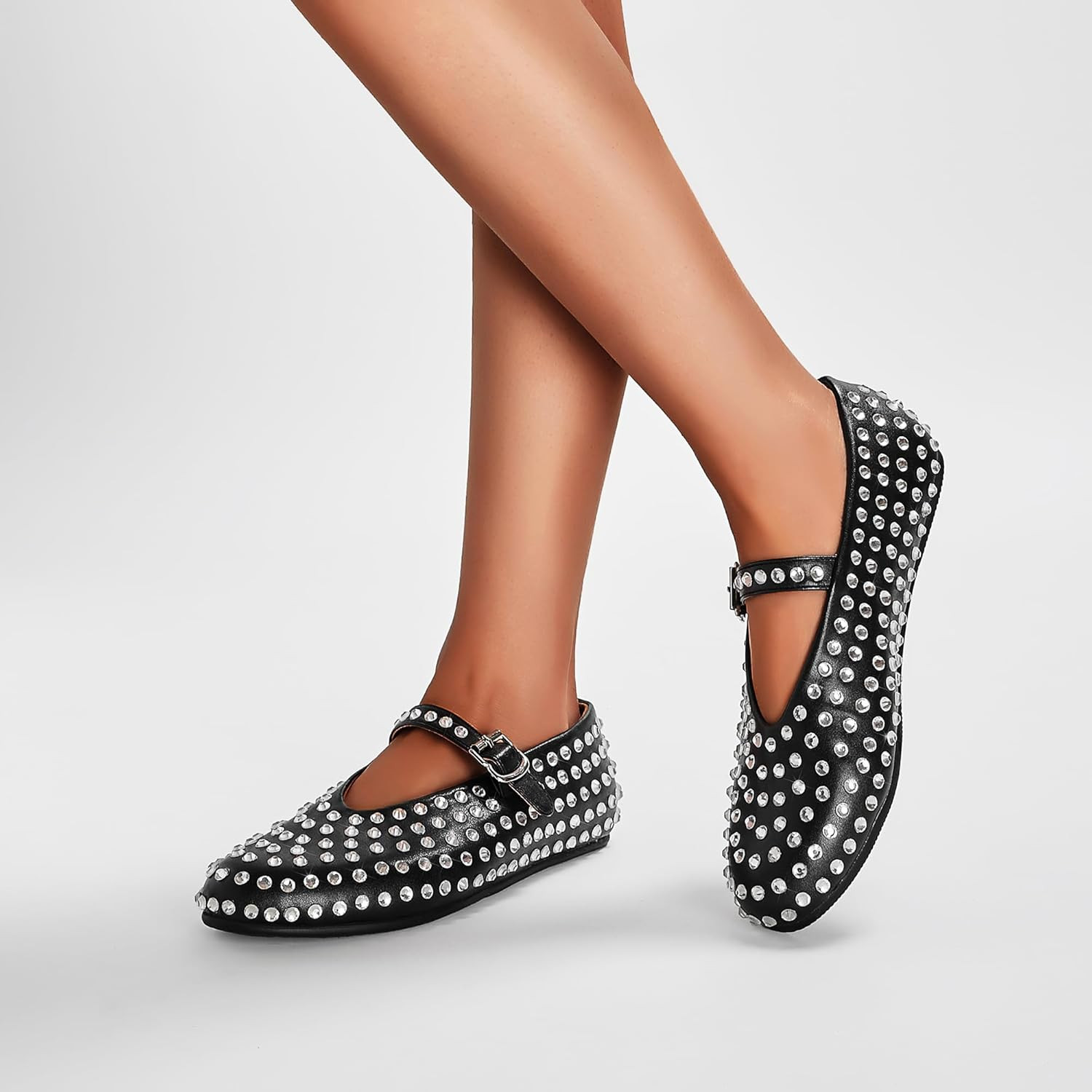 Arqa Crystal Rhinestone Ballet Flats for Women Breathable Mesh Flats Slip On Ballerina Shoes Comf... | Amazon (US)