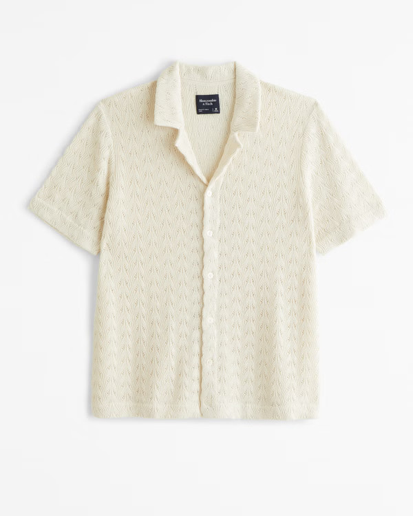 Men's Textured Knit Button-Through Sweater Polo | Men's Clearance | Abercrombie.com | Abercrombie & Fitch (US)