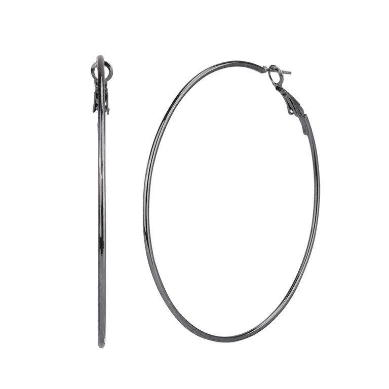 Time and Tru Adult Women's 3 Pair Multi Plate Metal Hoop Earring Set | Walmart (US)