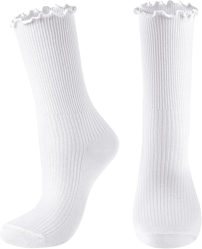 UTTPLL Womens Cotton Crew Socks Ruffle Turn-Cuff Fashion Princess Lettuce Ankle Socks Athletic Th... | Amazon (US)