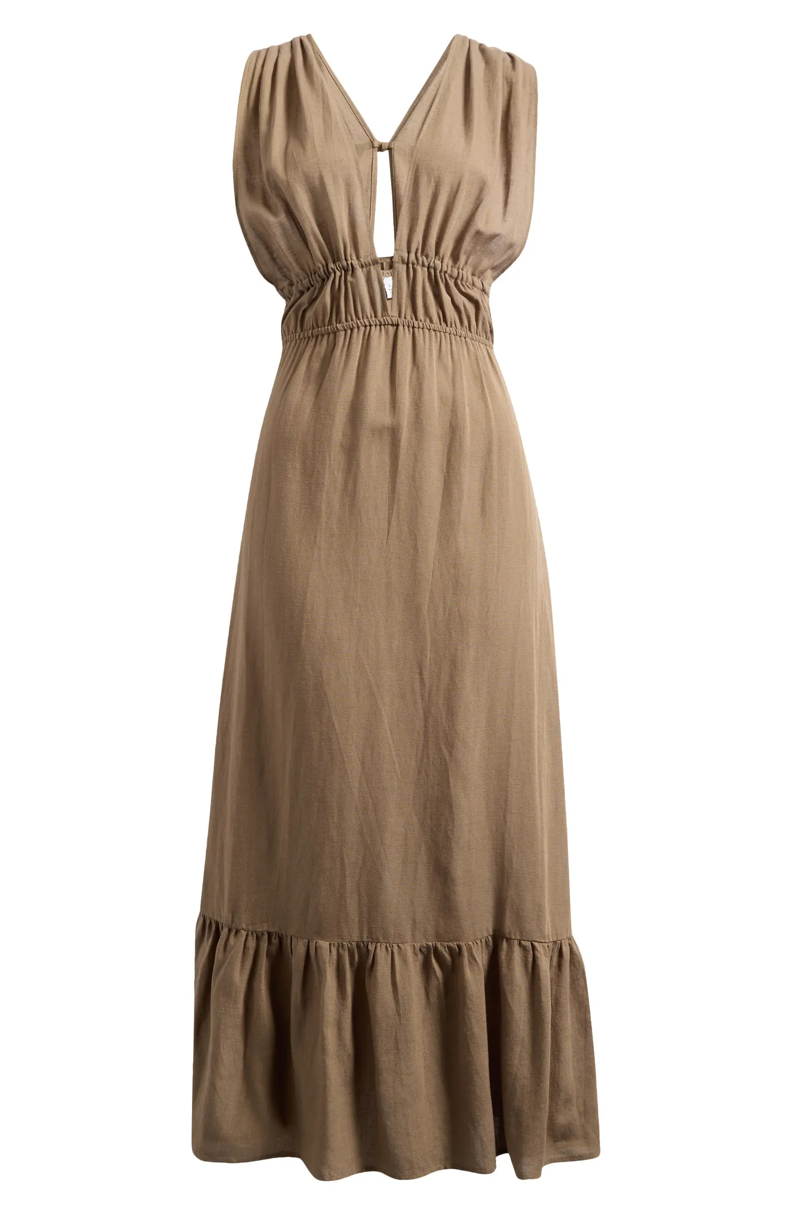 Ruched Plunge Maxi Cover-Up Dress | Nordstrom