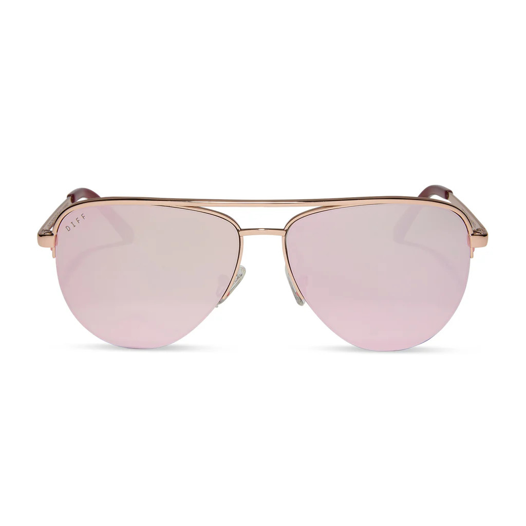 TATE - ROSE GOLD + CHERRY BLOSSOM MIRROR SUNGLASSES | DIFF Eyewear