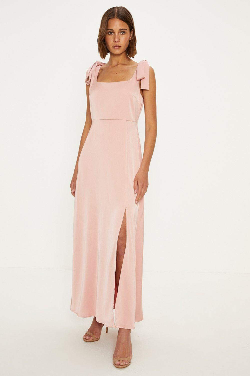 Satin Tie Shoulder Midi Dress | Oasis UK & IE