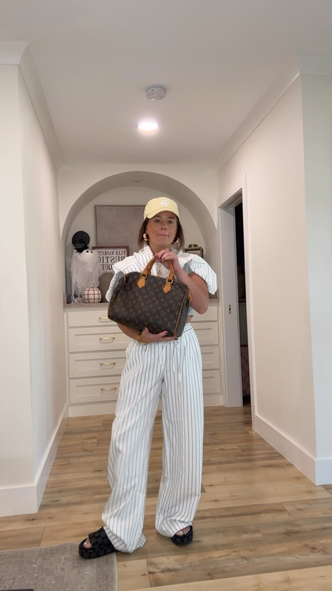 I found some really cute similar pinstripe sets that I linked for you! 

#LTKFindsUnder100 #LTKStyleTip #LTKWorkwear