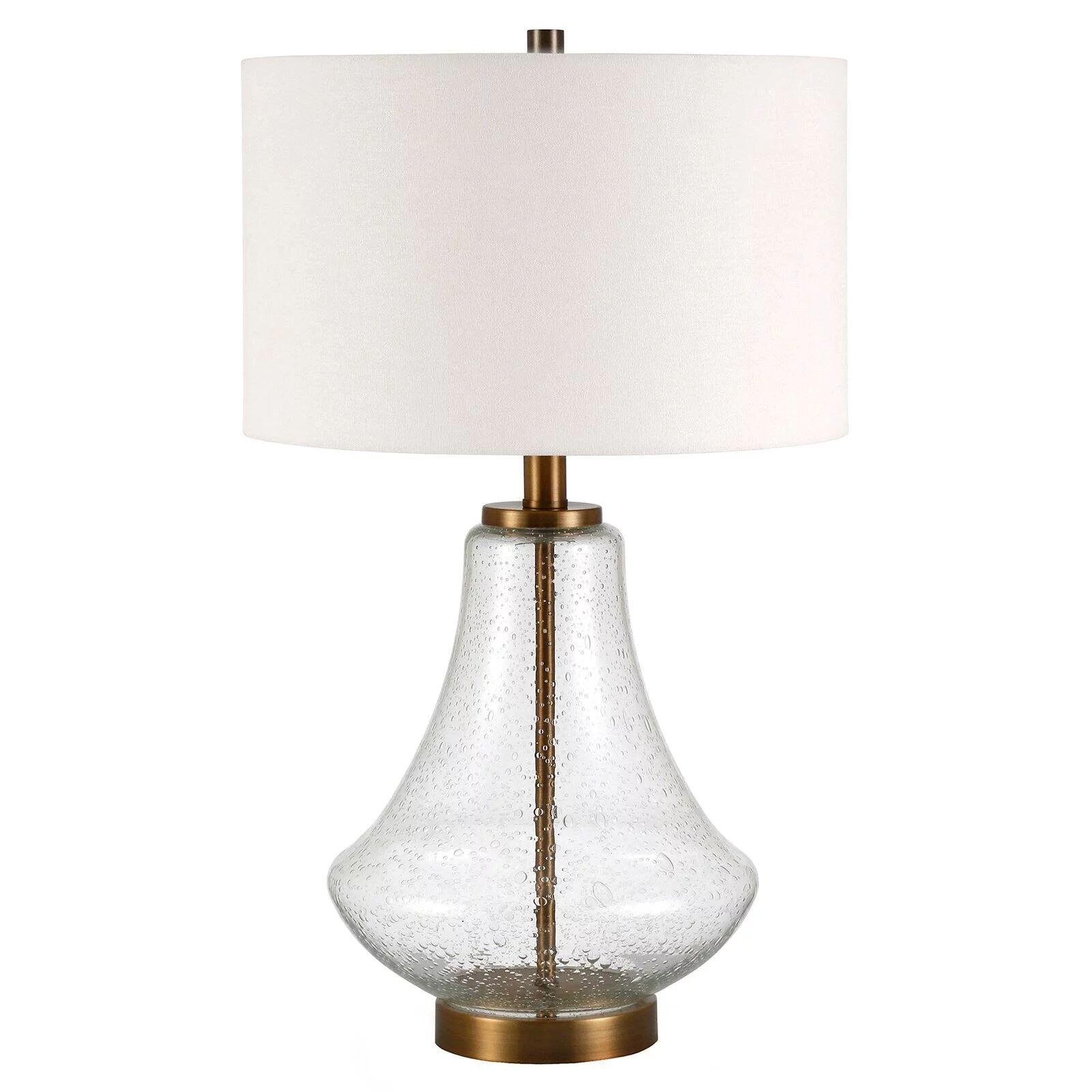 Evelyn&Zoe Traditional Seeded Glass Table Lamp with Flax Shade | Walmart (US)