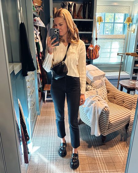 For sizing reference, I’m 5’ 8”.
Jeans run tts (true to size). 
I’m wearing an xs in sweater.
Loafer run tts. 

A lot more everyday outfits on www.cstyleblog.com! 