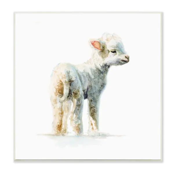 Stupell Industries Shaggy Lamb Watercolor Painting Children's Nursery Animal Wood Wall Art, 12 x ... | Bed Bath & Beyond