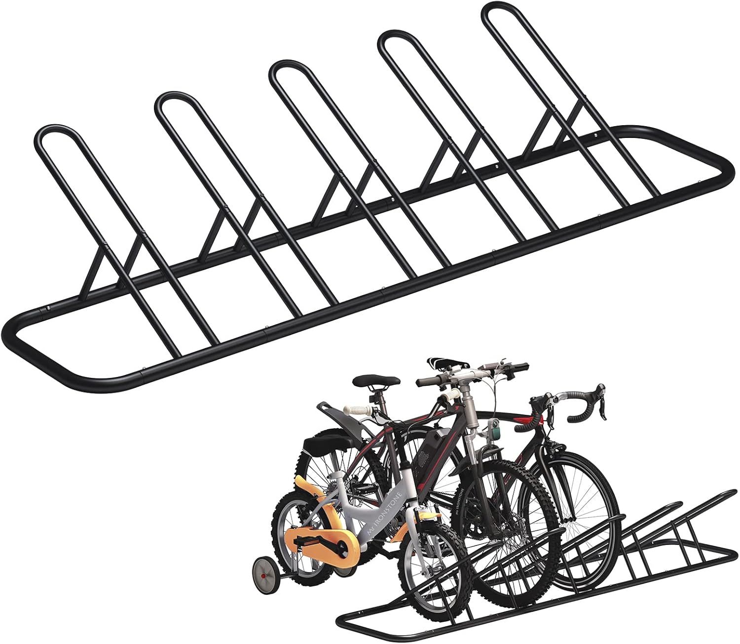 Mr IRONSTONE 5 Bike Rack, Floor Bike Rack for Garage, Indoor/Outdoor Bike Storage Stand Bicycle P... | Amazon (US)