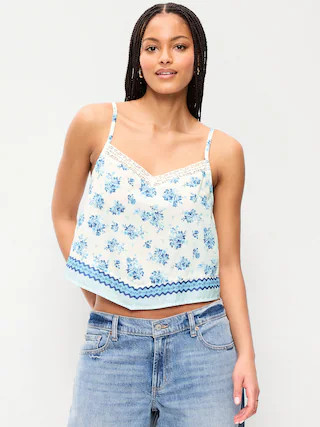 Lace-Trim Scarf Tank Top | Old Navy (US)