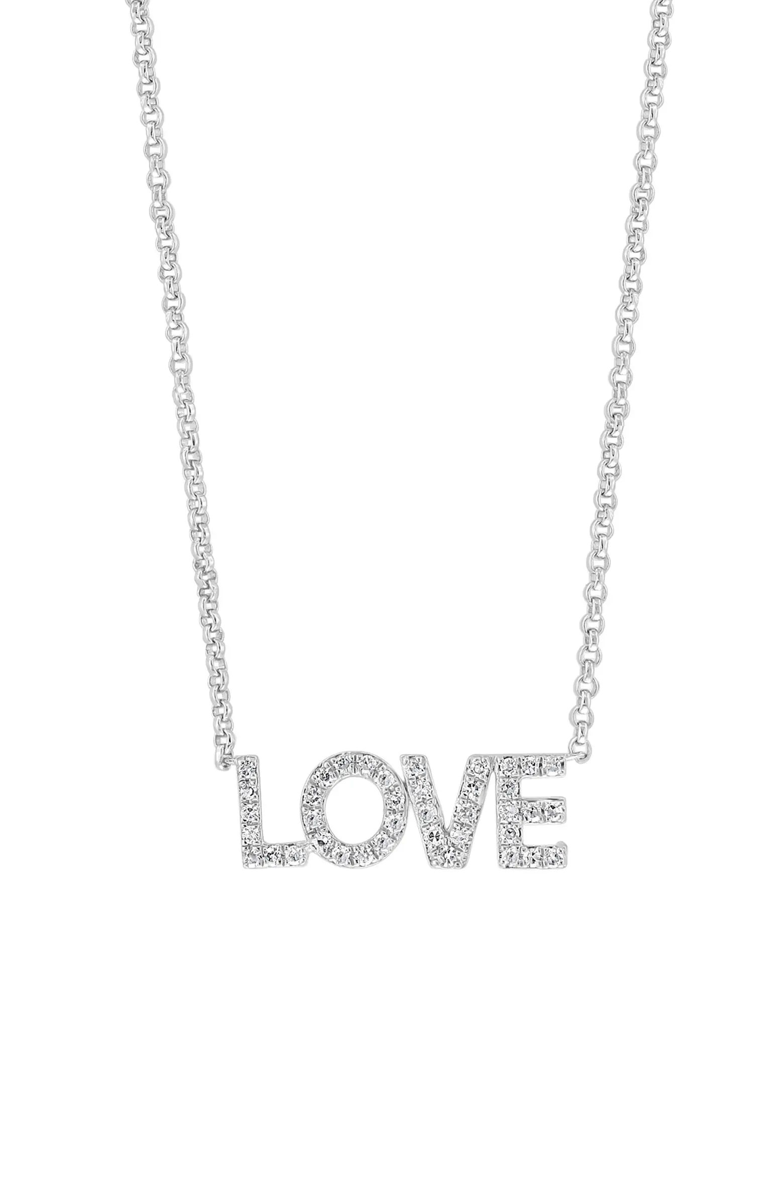 EFFY Sterling Silver Pavé Diamond Love Pendant Necklace - 0.16 ctw. | Nordstromrack | Nordstrom Rack