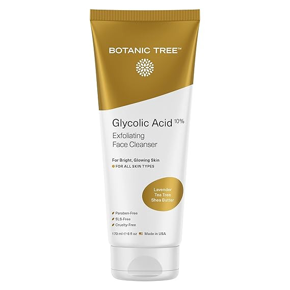 Botanic Tree Glycolic Acid Face Wash, Exfoliating Facial Cleanser and Scrub, 10% Glycolic Acid, A... | Amazon (US)