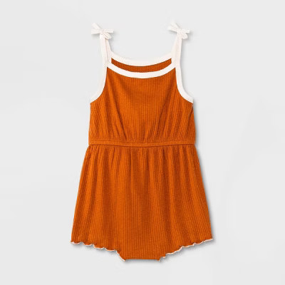 Baby Girls' Firefly Ribbed Romper - Cat & Jack™ Orange | Target