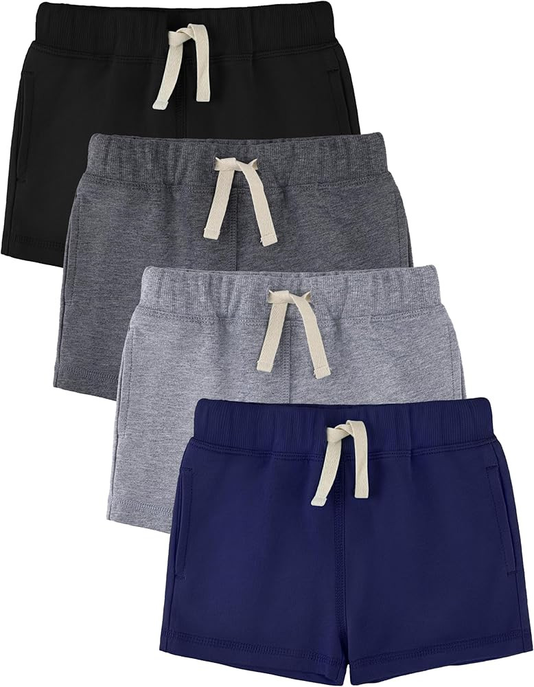 HoeVou Baby Boys Shorts 4-Pack 0-24M | Cotton Knit Pull-On with Adjustable Drawstring Waist & Poc... | Amazon (US)