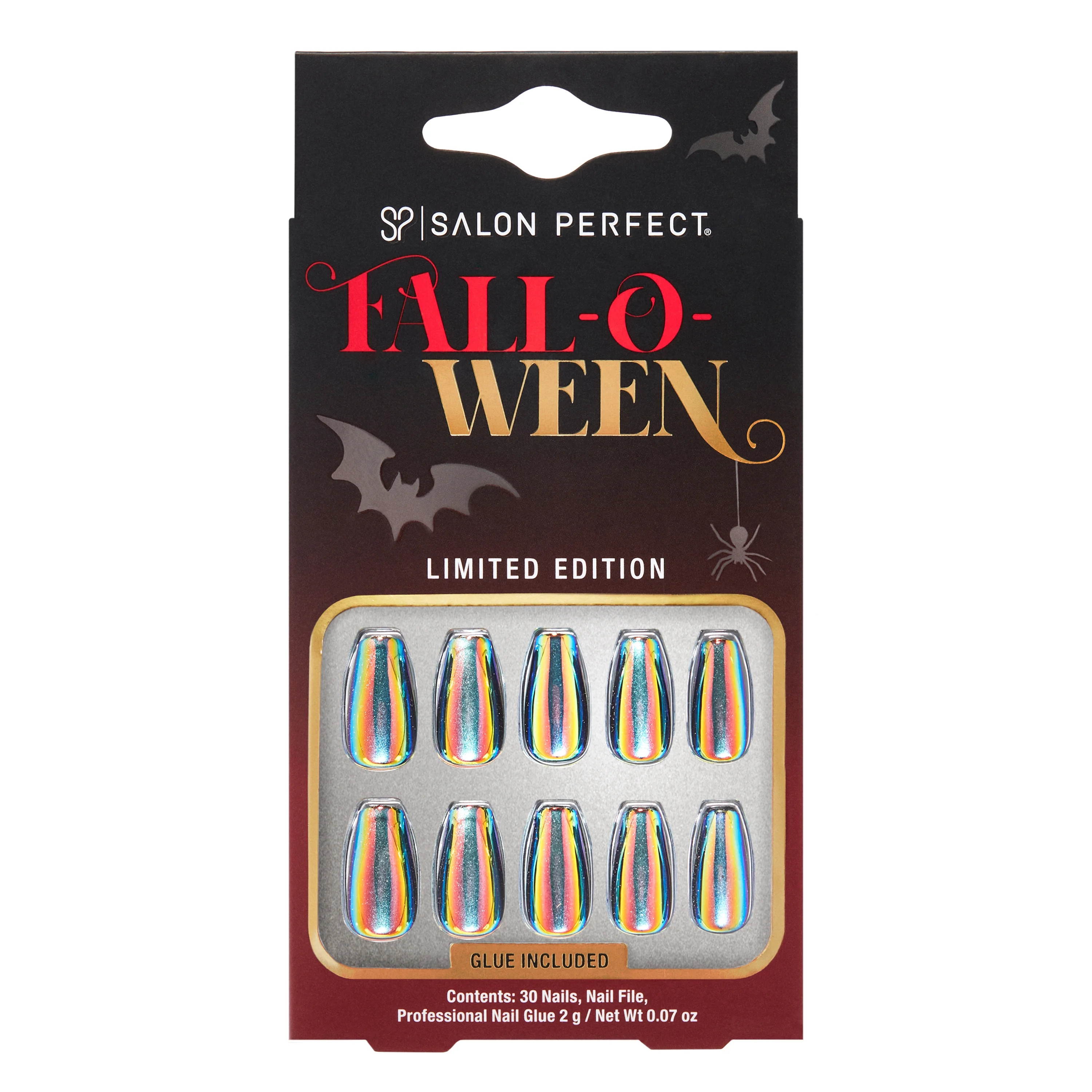 Salon Perfect Falloween Press On Nails, 325 Magnetic Holographic Gray, File & Glue Included, 30 N... | Walmart (US)