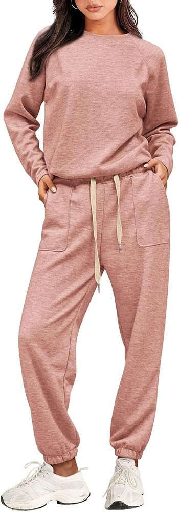 PRETTYGARDEN Women's 2 Piece Tracksuit Outfits Casual Long Sleeve Top High Waisted Sweatpants Lou... | Amazon (US)