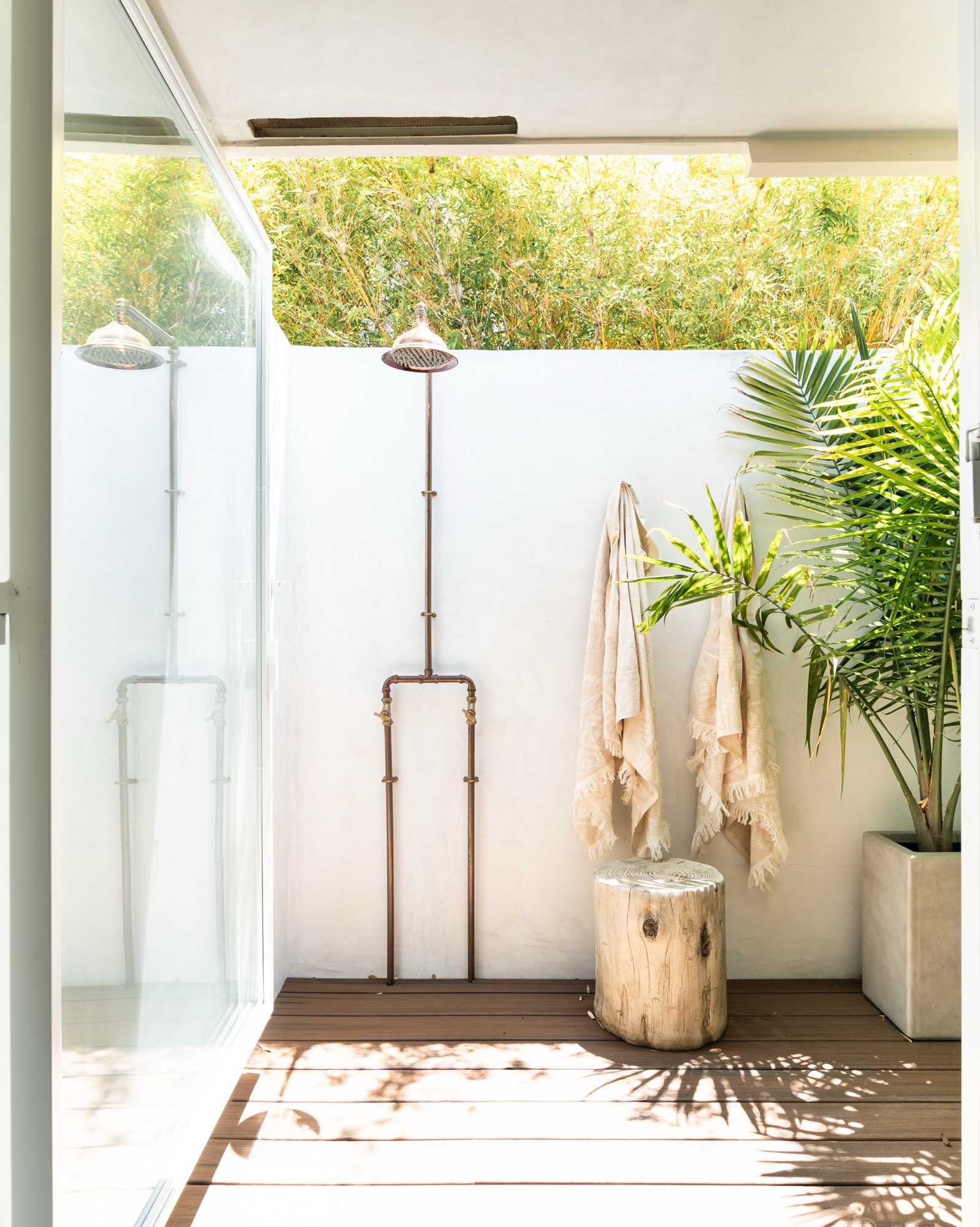 Swipe through to see the before 👉
We turned an unused side yard into the outdoor shower of our dreams.  It really opened up the space and added tons of natural light.  

#LTKHome #LTKFindsUnder50