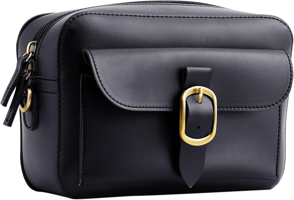 Vegan Leather Crossbody Camera Bag For Women Vintage Square Satchel Retro Small Purse Simple Shou... | Amazon (US)