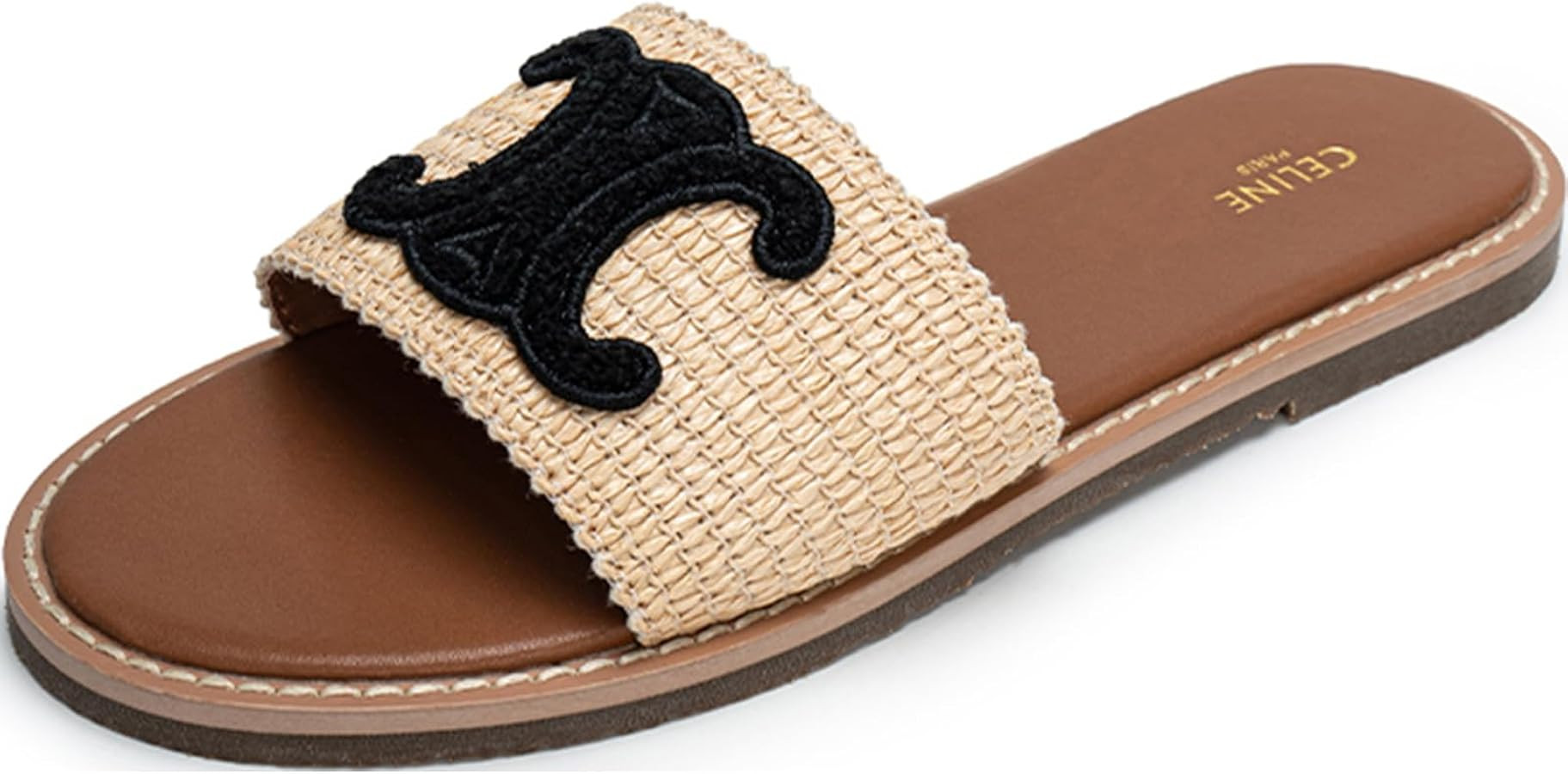 Raffia Wicker Flat Sandals for Women, Slip On Summer Straw Sandals for Women 2025, Comfortable Ra... | Amazon (US)