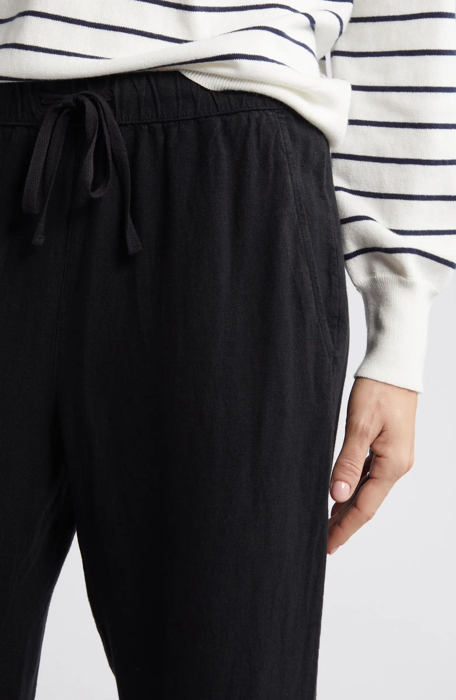 Drawstring Straight Leg Linen Pants | Nordstrom