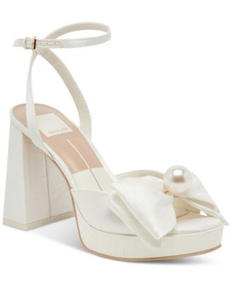 Women's Patton Two-Piece Pearl Bow Satin Heeled Dress Sandals | Macy's
