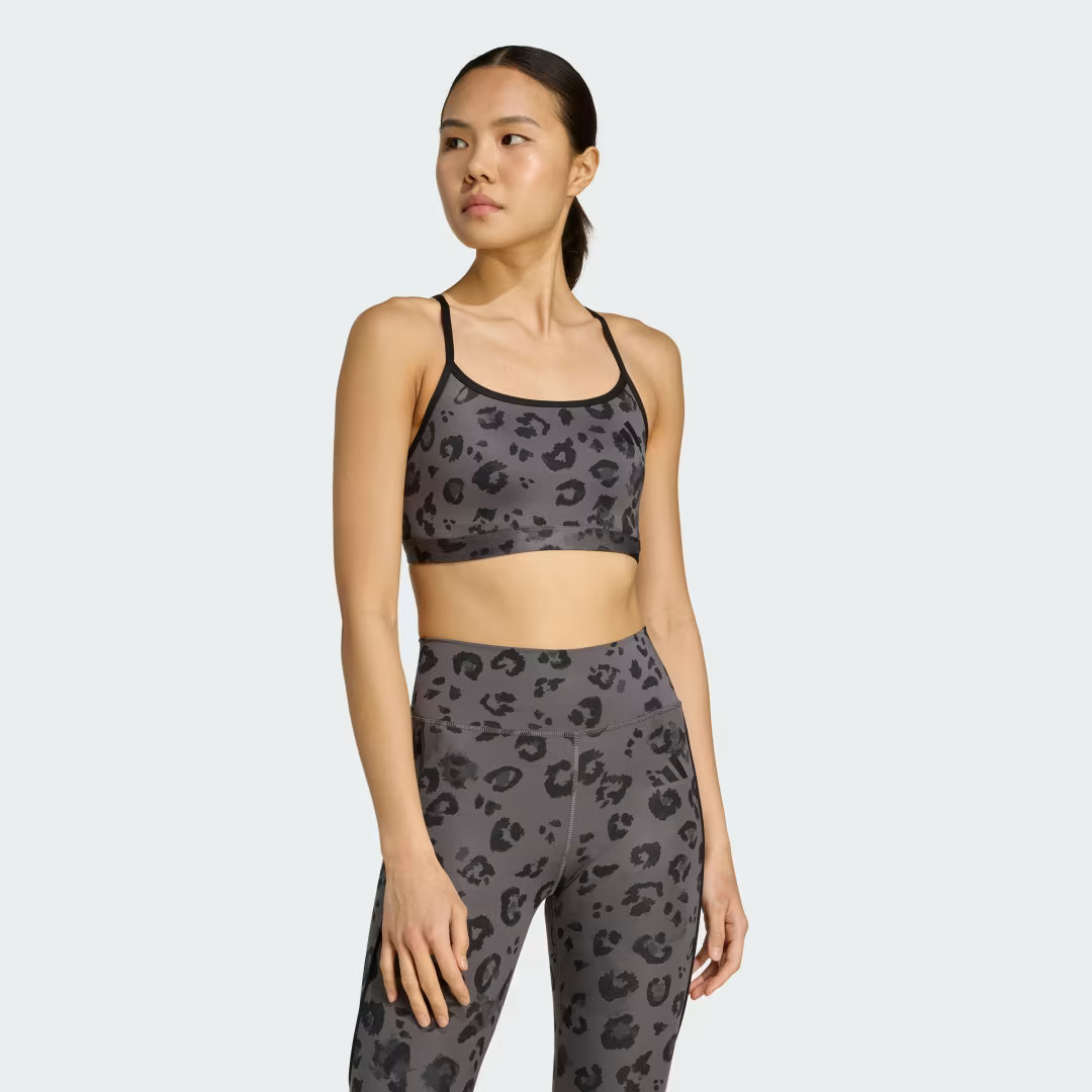 adidas Powerreact Essentials Light Support Bra Print Grey Five XS A-B Womens | adidas (US)