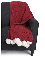 Heather With Faux Fur Poms Chenille Throw | Home | Marshalls | Marshalls