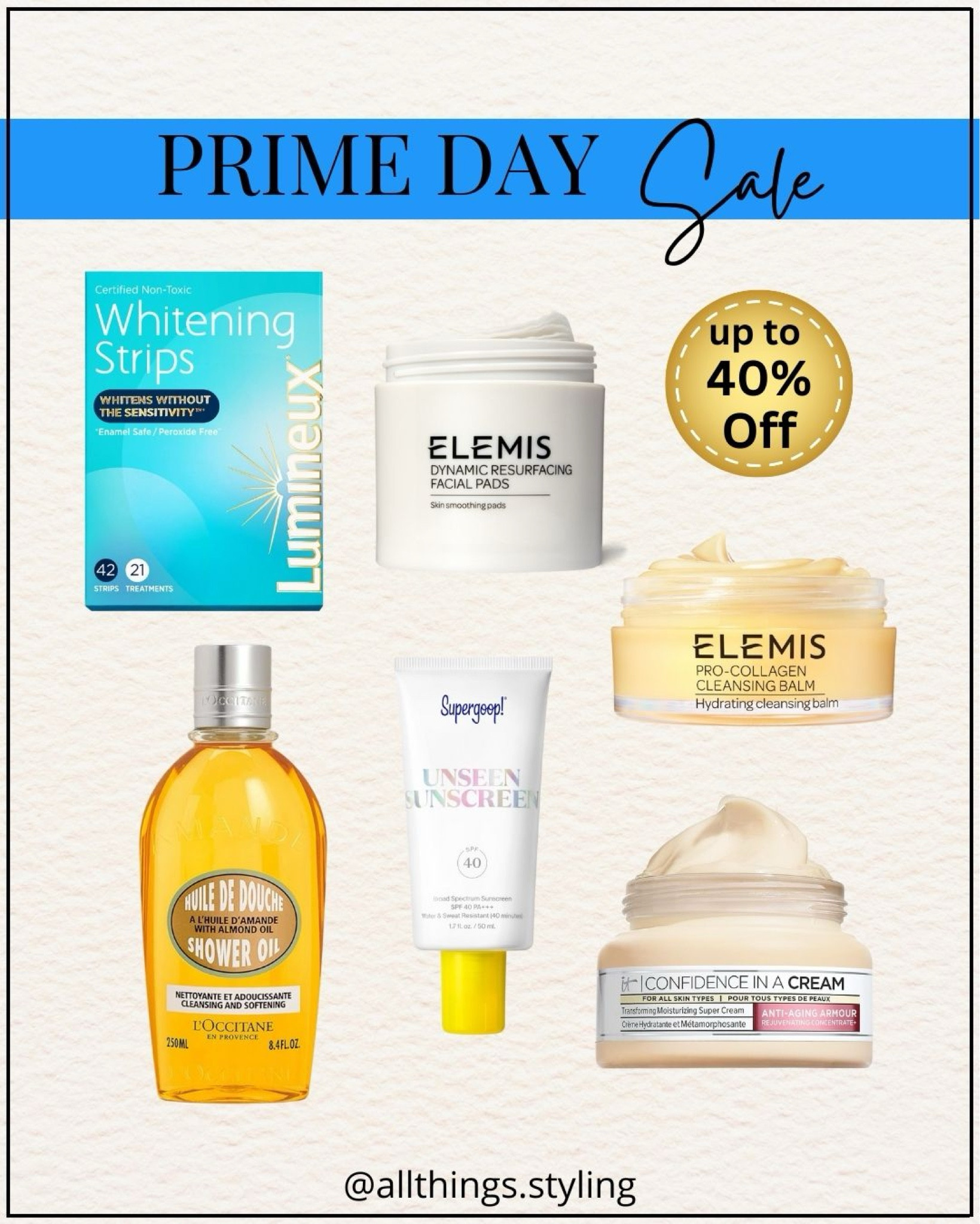 AMAZON Prime Day Beauty favorites up to 40% Off ✨

Amazon Sale, Amazon Prime Day Deals, Elemis facial pads, Lumineux whitening strips, Amazon Supergoop Sale 

#LTKSaleAlert #LTKOver40 #LTKBeauty