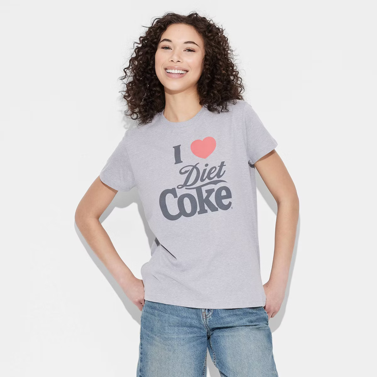 Women's I Heart Diet Coke Short Sleeve Graphic T-Shirt - Heather Gray | Target