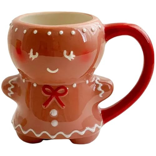 XJKLBYQ Christmas Coffee Mugs,Gingerbread Man Mug with Handle,Cartoon Cute Ceramic Cup for Tea Coffee Beverage(Style2) | Amazon (US)