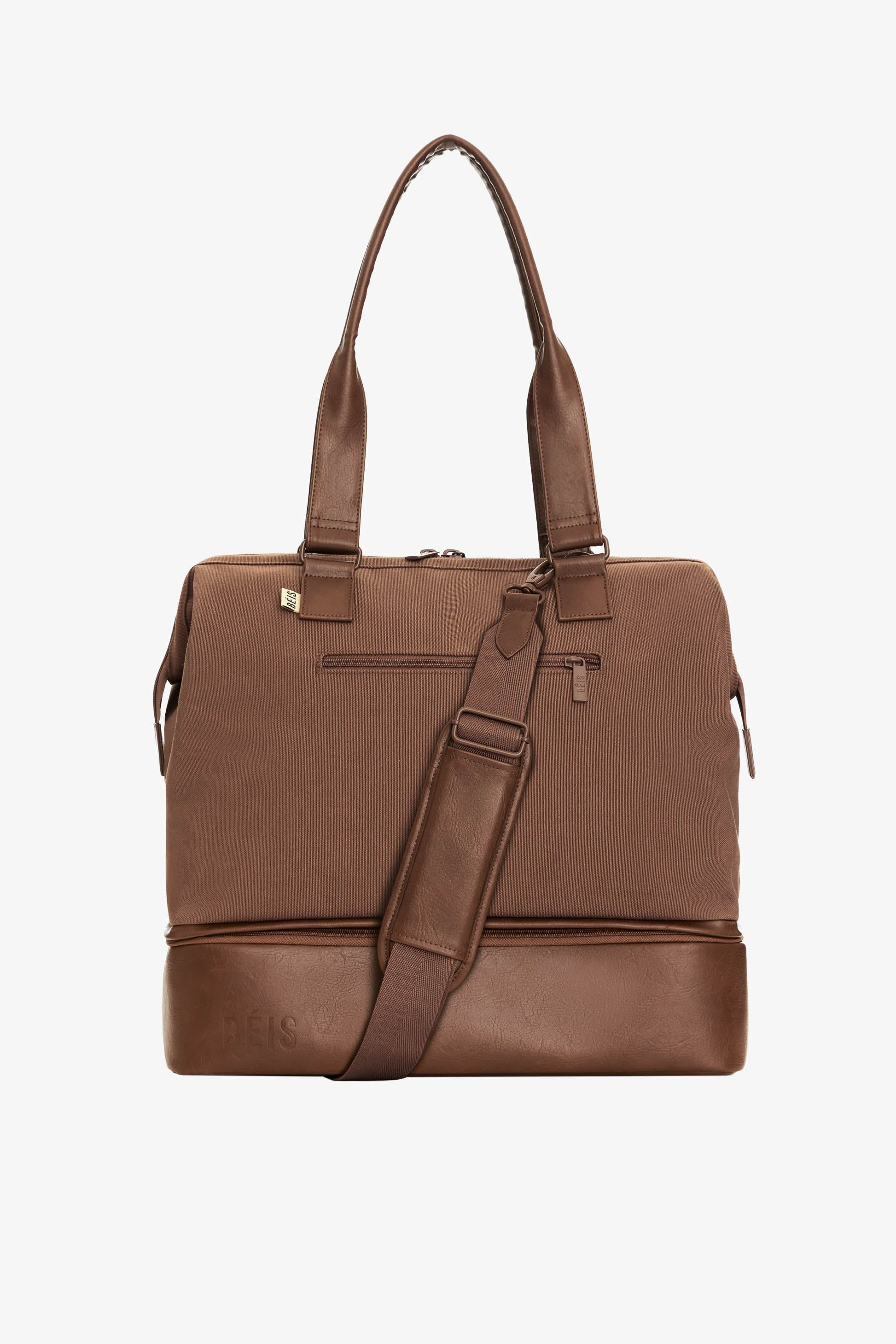 BÉIS 'The Convertible Mini Weekender' in Maple - Small Overnight Bag & Brown Duffle Bag | BÉIS Travel