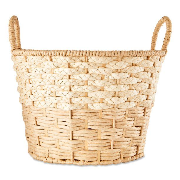 Way to Celebrate Beige Rolled Paper Easter Basket with Handles, 13.98" D | Walmart (US)