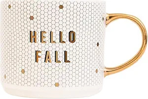 Sweet Water Decor Hello Fall Tile Coffee Mug - Novelty Coffee Mug with Gold Handle - Seasonal Fal... | Amazon (US)