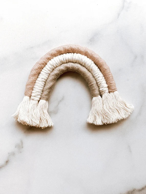 Small Rainbow Wall Hanging - Blush, Ivory, Linen | Etsy (US)