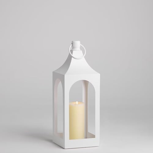 MOZEAL 20" Large Grace Spire Floor Lantern - White Heavy Metal No Glass - Rust-Resistant, in/Out Use, for Fireplace/Patio/Entryway/Porch - Vers Event/Home - Wedding Holder for Pillar/LED Lights | Amazon (US)