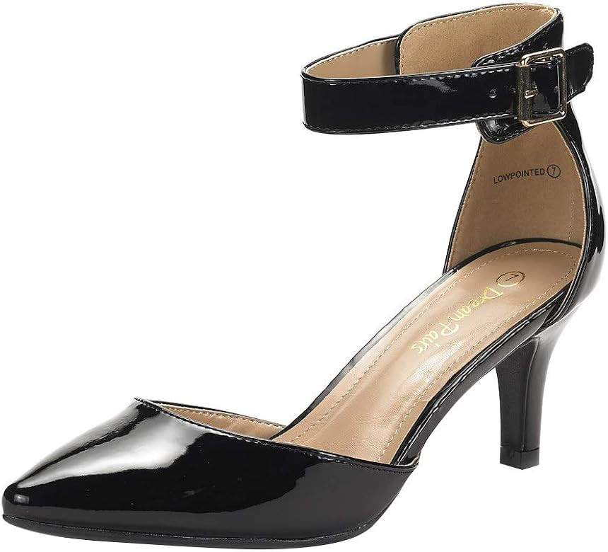 Amazon.com | DREAM PAIRS Women's Lowpointed Black Nubuck Low Heel Dress Pump Shoes - 5 M US | Pum... | Amazon (US)