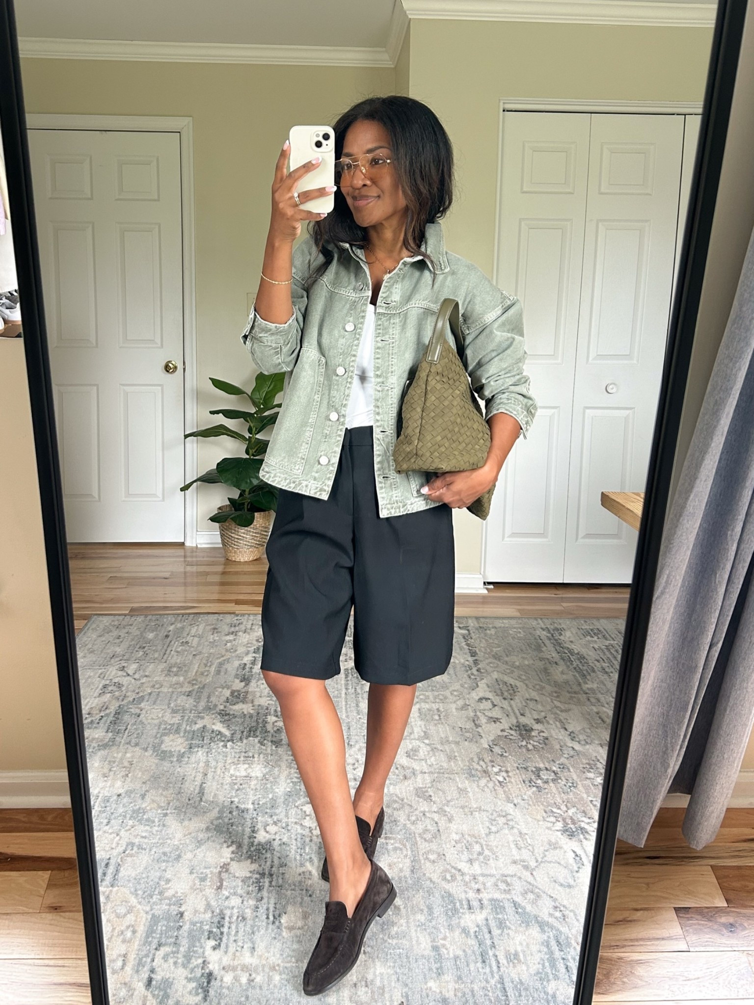 Wearing a small in jacket and white t shirt. Wearing an XS in shorts. Loafers are TTS

#LTKootd #LTKgrwm #LTKOver40