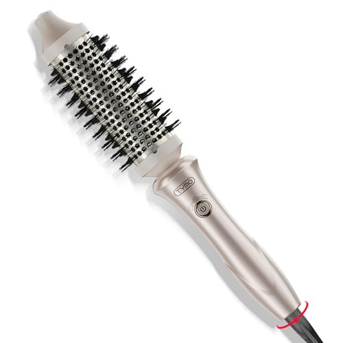 TYMO Thermal Brush Curling Brush - STYLUX 1.5 Inch Blowout Volumizer with Flexi-Fit for Hair Straightening, Heated Round Styler Tool, Hair Straightener and Curler 2 in 1, Dual Voltage, Gold | Amazon (US)