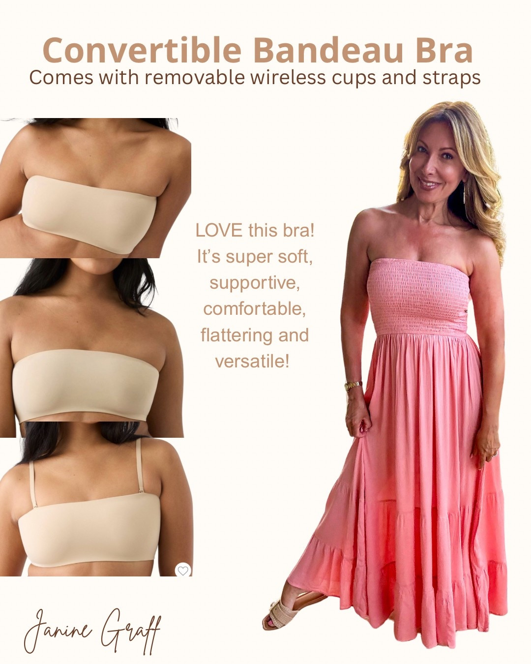 Love this convertible Bandeau Bra!! I wore it constantly while on vacation. It’s super soft, supportive, comfortable, breathable and versatile! Comes with removable wireless cups and straps that can be used in a variety of ways depending on your dress or top style. Wearing L.

Target Find

#LTKBeauty #LTKStyleTip #LTKActive