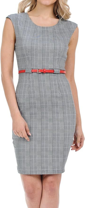 Auliné Collection Women's Color Office Workwear Sleeveless Sheath Dress | Amazon (US)