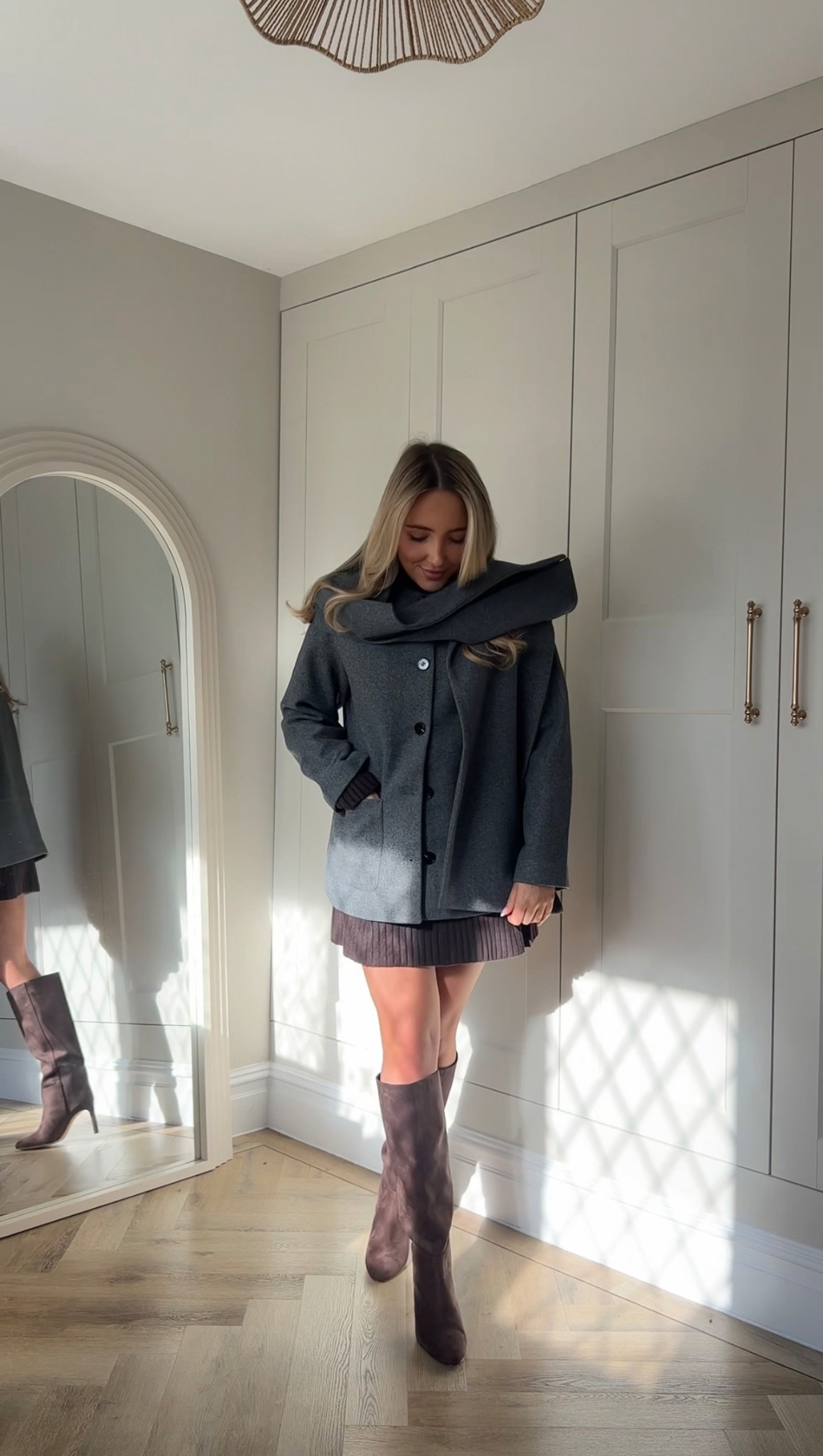 Loveeee the scarf coat and knitted dress combination with the chocolate brown suede boots! 

#LTKdatenight #LTKautumn