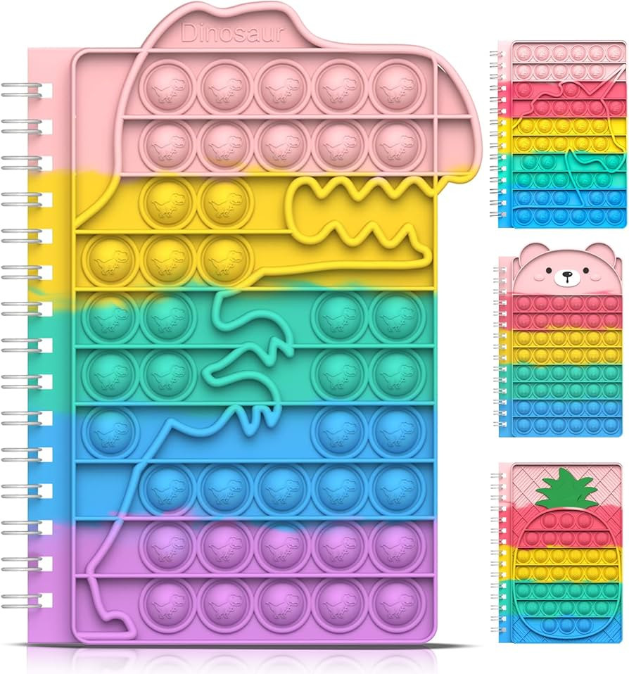 Pop Fidget Notebook for Girls, Pop Fidget Spiral Notebook for Kids Pop Note Book for School, Stre... | Amazon (US)