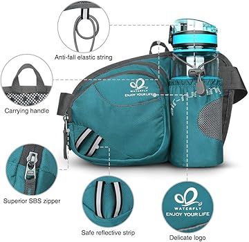 WATERFLY Hiking Waist Bag Fanny Pack with Water Bottle Holder for Men Women Running & Dog Walking... | Amazon (US)