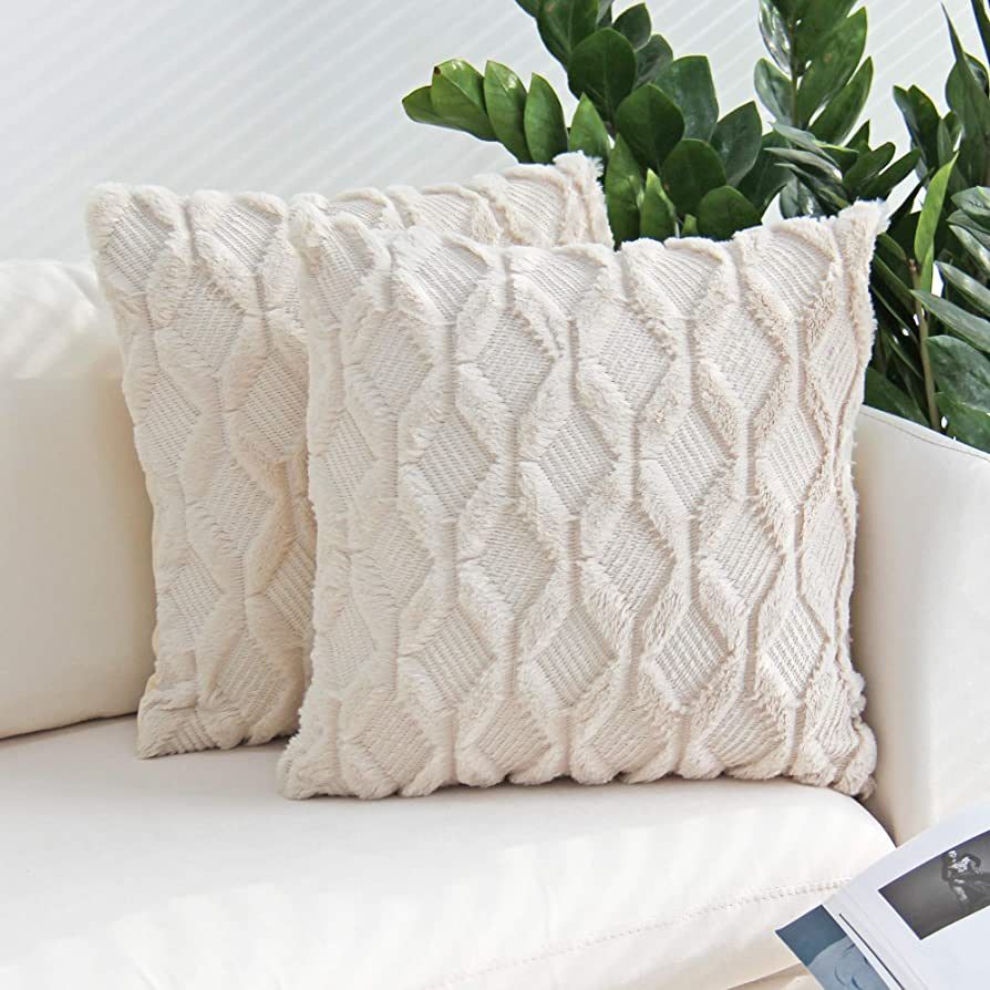 JOJUSIS Plush Short Wool Velvet Decorative Throw Pillow Covers Luxury Style Cushion Case Faux Fur... | Amazon (US)